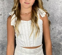 If So - Eyelet Tie Shoulder Top