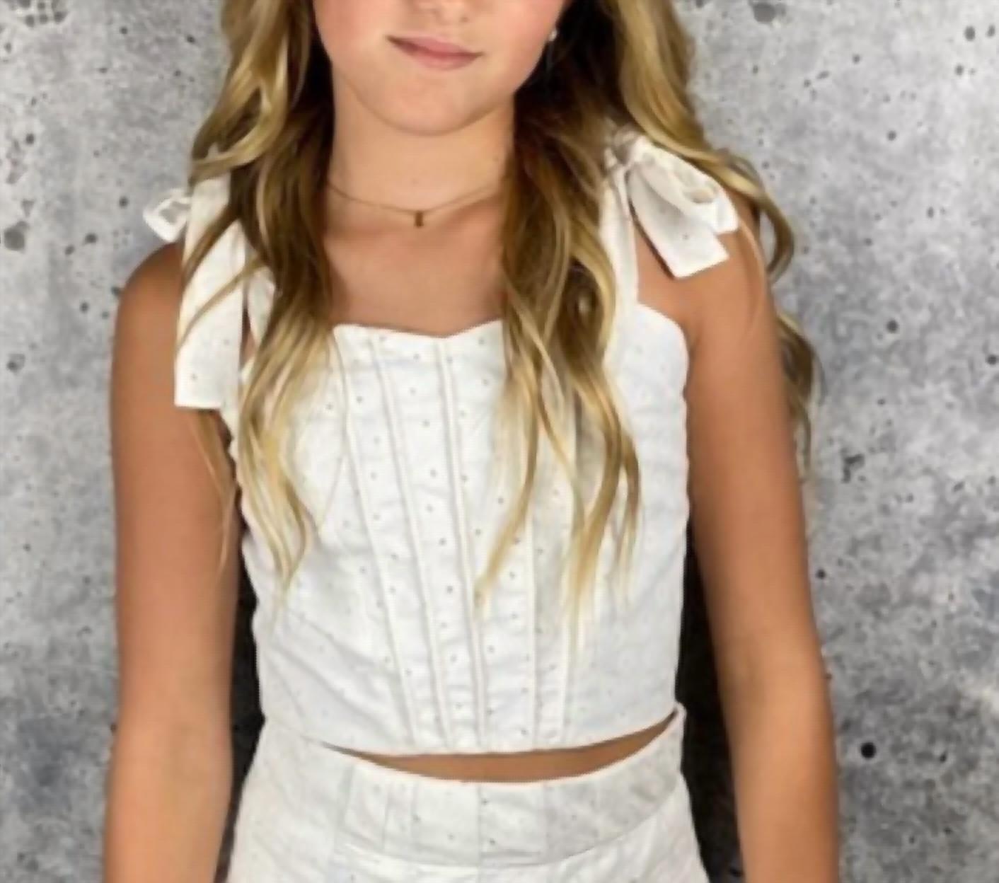 If So - Eyelet Tie Shoulder Top