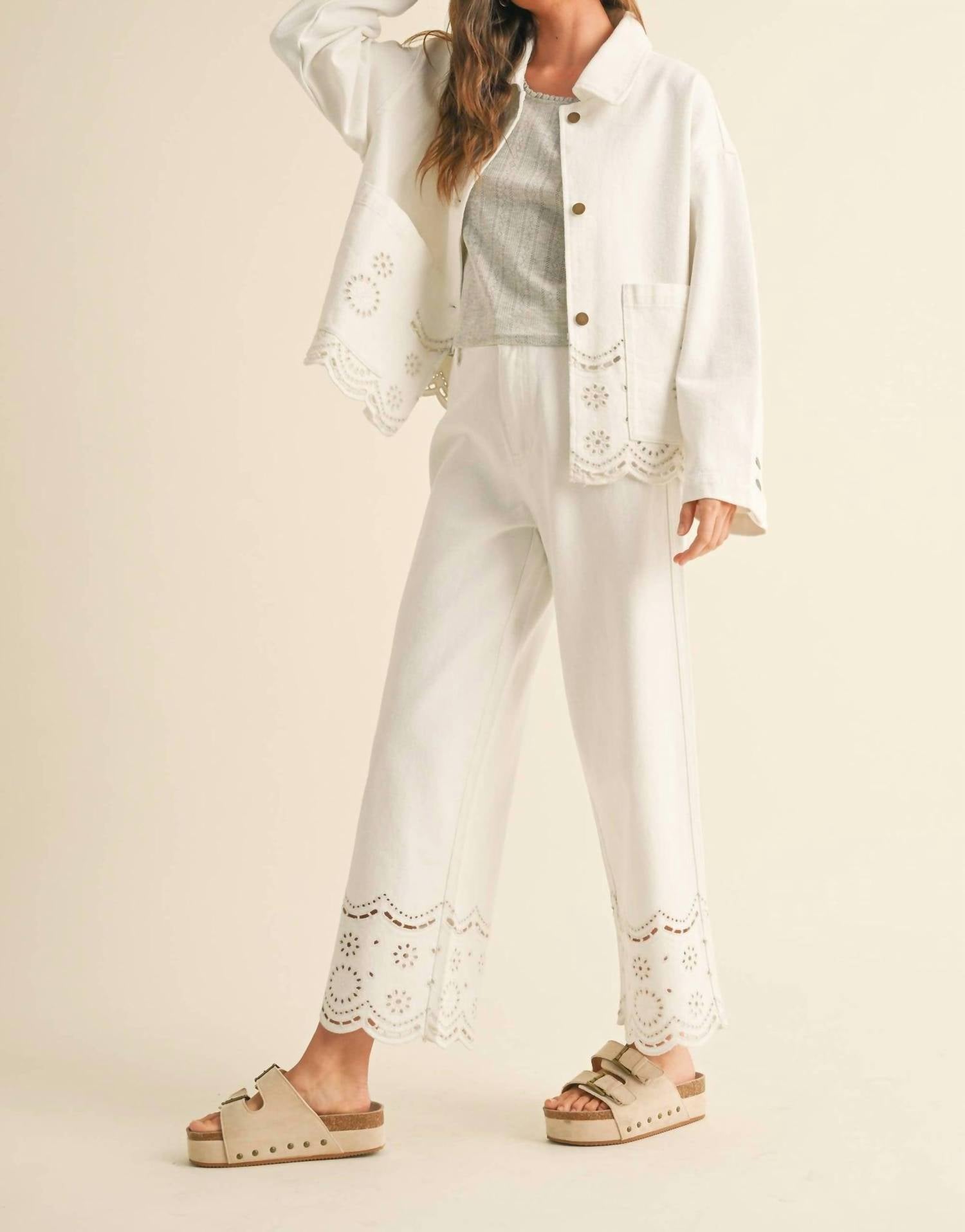Miou Muse - Embroidery Bottom Pants