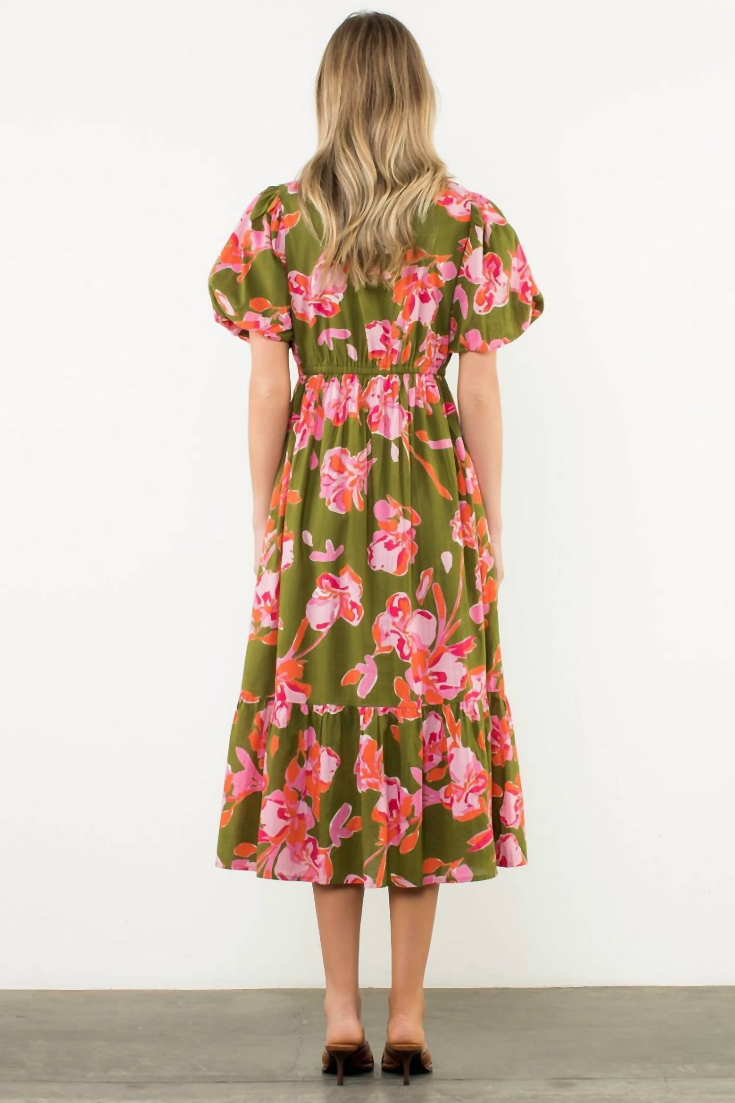 Thml - Puff Sleeve Flower Print Dress
