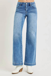 Risen - Tummy Control Mid Rise Wide Straight Jeans
