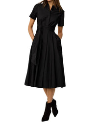 Toccin - Megan Short Sleeve Tie-front Midi Shirt Dress