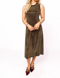 QUEEN OF SPARKLES Full Rhinestone Midi Dress in black gold - women's dress - detail view