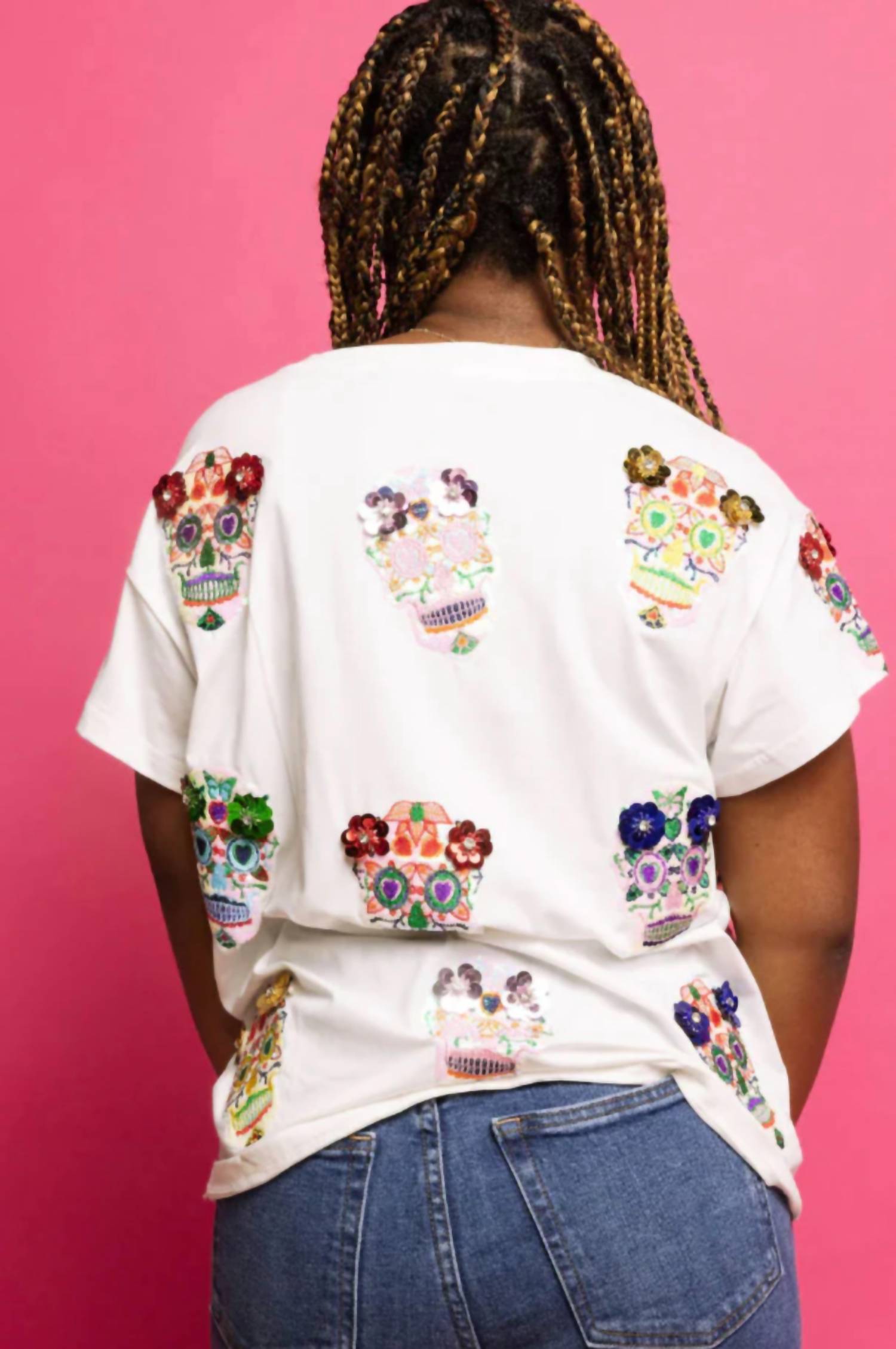 Queen Of Sparkles - Flower Sugar Skull Tee
