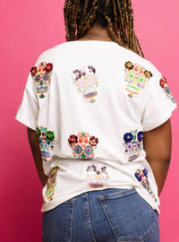 Queen Of Sparkles - Flower Sugar Skull Tee