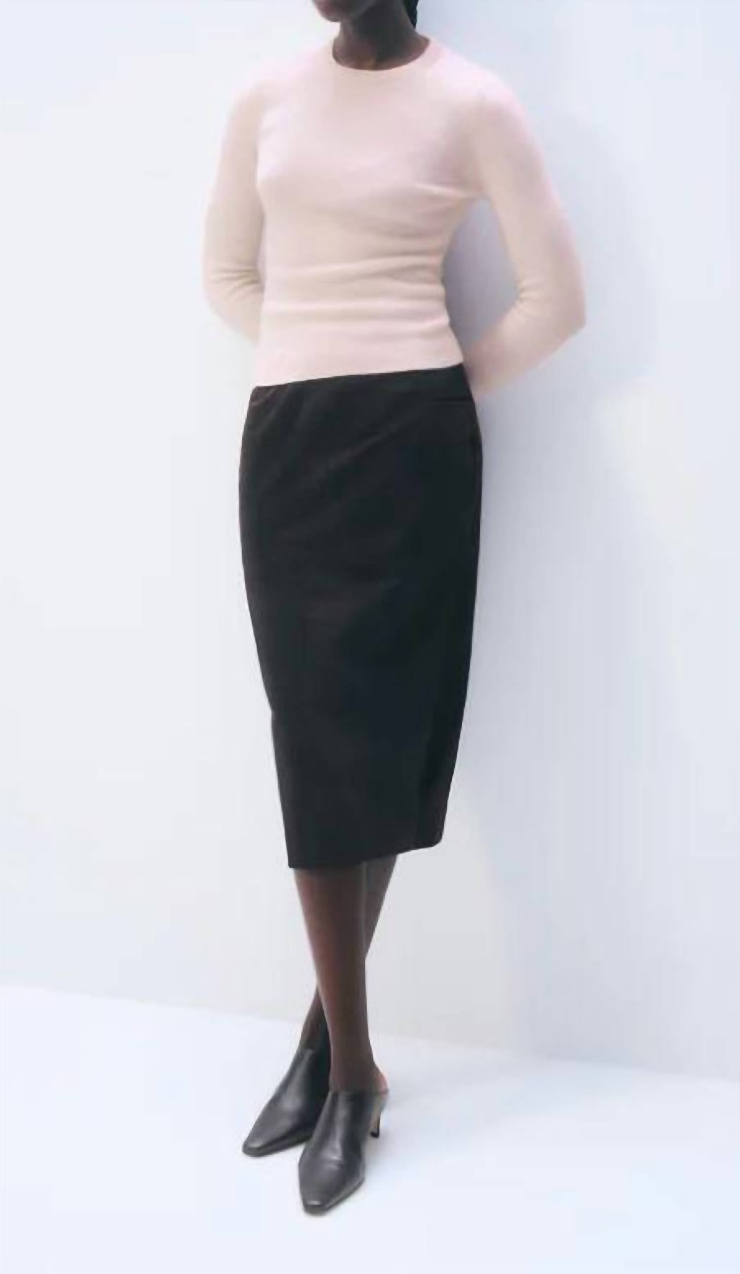 White + Warren Slim Stretch Crewneck Sweater in pink sand - women's sweater - view 4