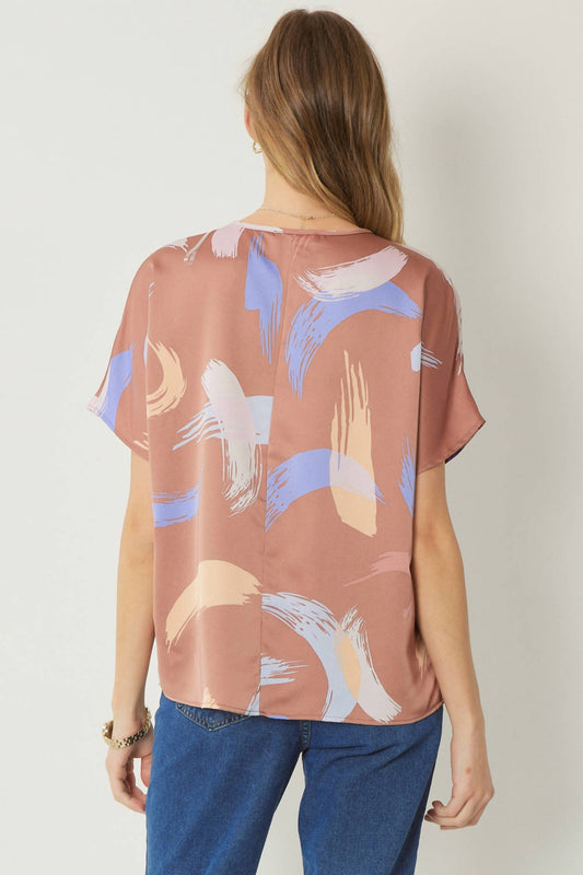 Entro - Brushstroke V-neck Top