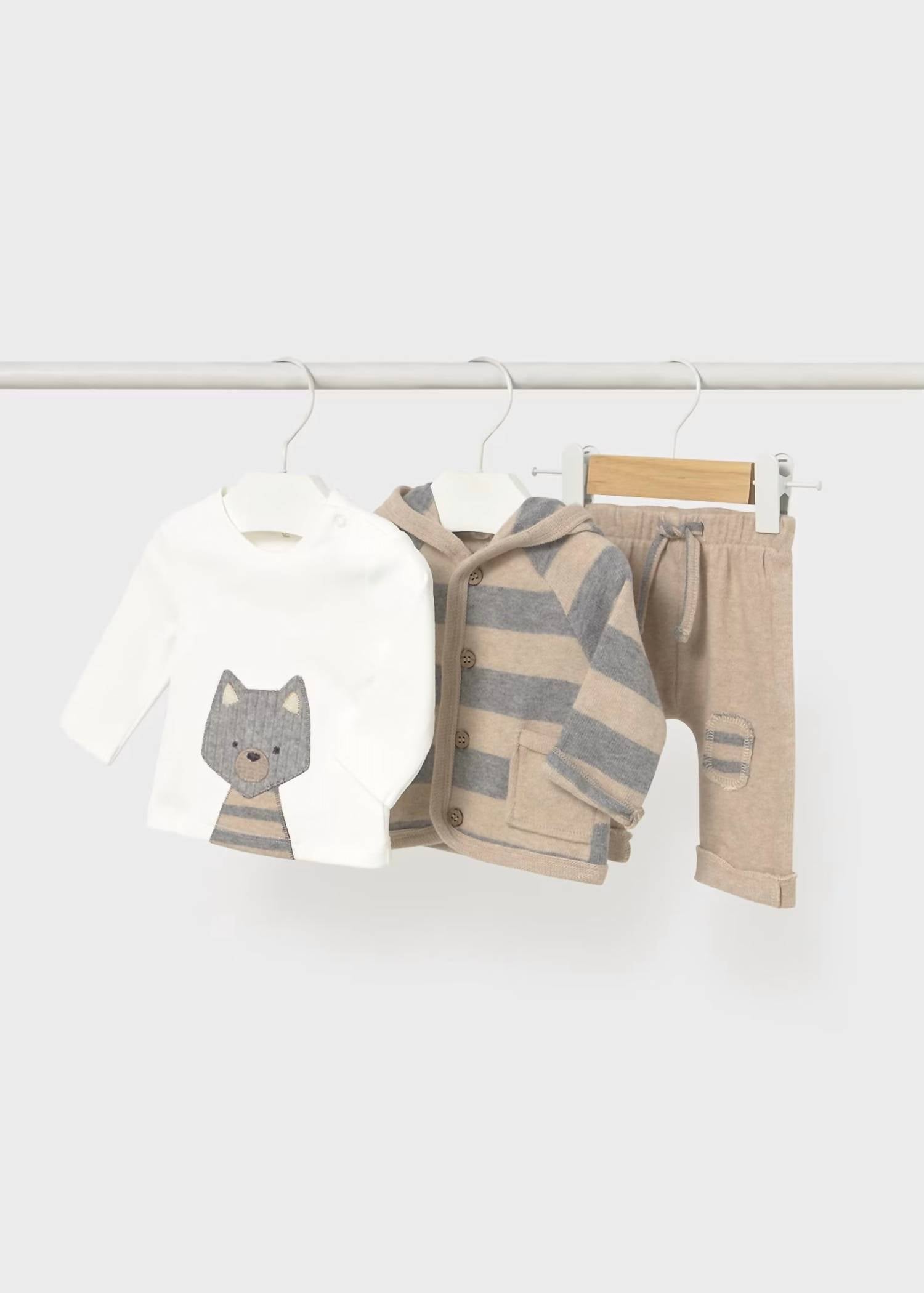 Mayoral - Infant Boy 3-piece Oatmeal Raccoon Set