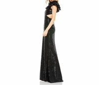 Mac Duggal - Sequin Ruffled Cut Out Lace Up Gown