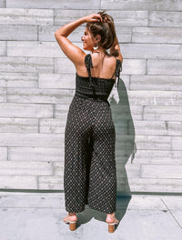 By Together - Boho Tribal Print Smocked Bodice Jumpsuit