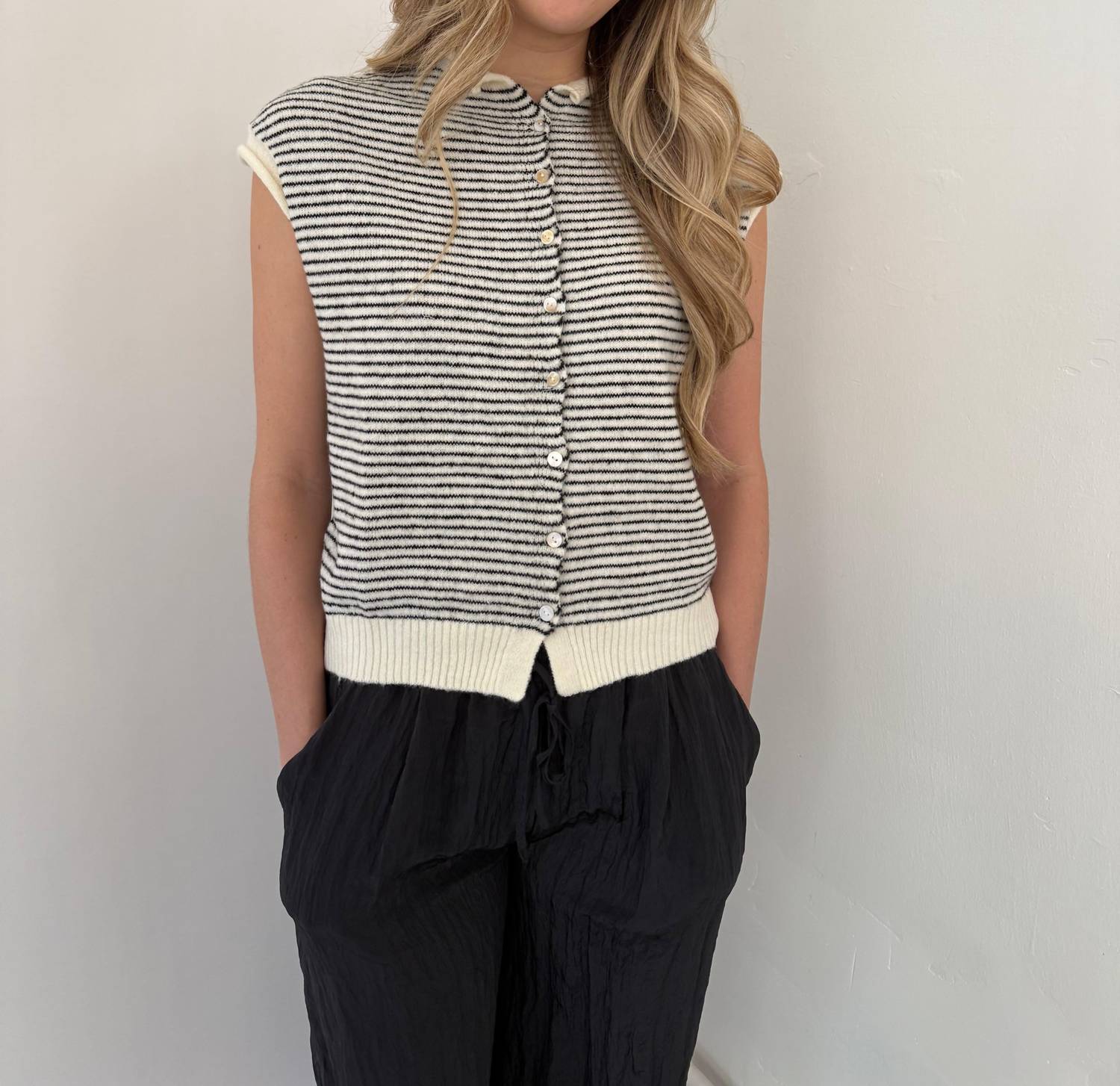 Things Between - Sadie Striped Knit Button Top