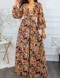 Surelymine - Floral Scent Cut Out Maxi Dress