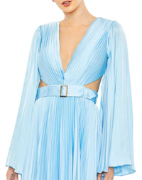 Mac Duggal - Cutout Lace-up Back Pleated Satin Gown