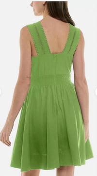 Danny & Nicole Taylor V-neck Sleeveless Mini Dress in lime - women's dress - detail view