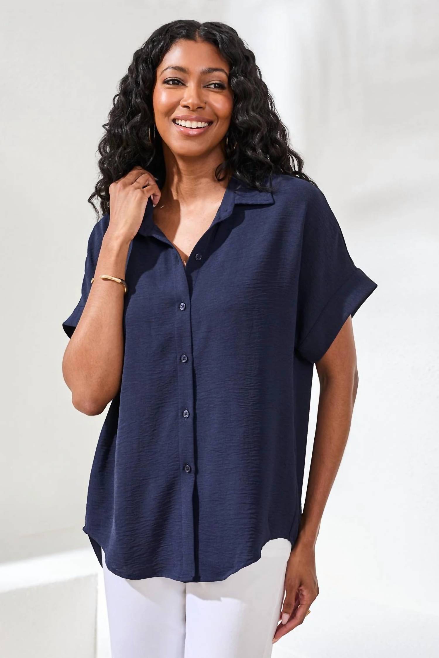 Tribal - Airflow Relaxed Dolman Button-down Shirt