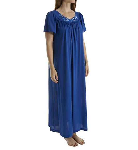 Shadowline Lingerie - Long Gown With Flower Petal Embroidery And Flutter Sleeves