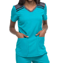 Dickies Colorblock Scrub Top in teal - women's t-shirt