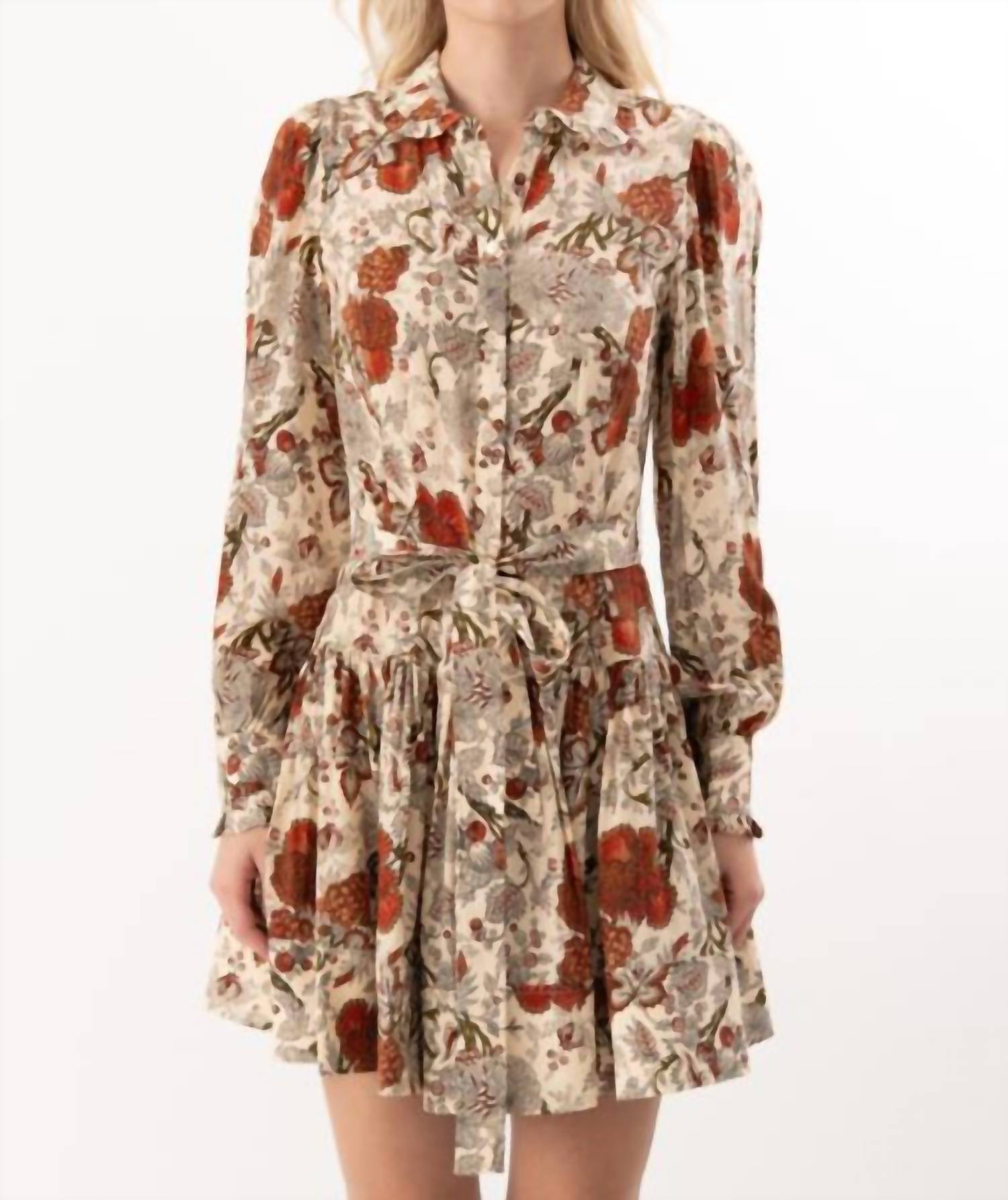 Ulla Johnson - Simona Etched Indienne Floral Silk Long Sleeve Mini Dress
