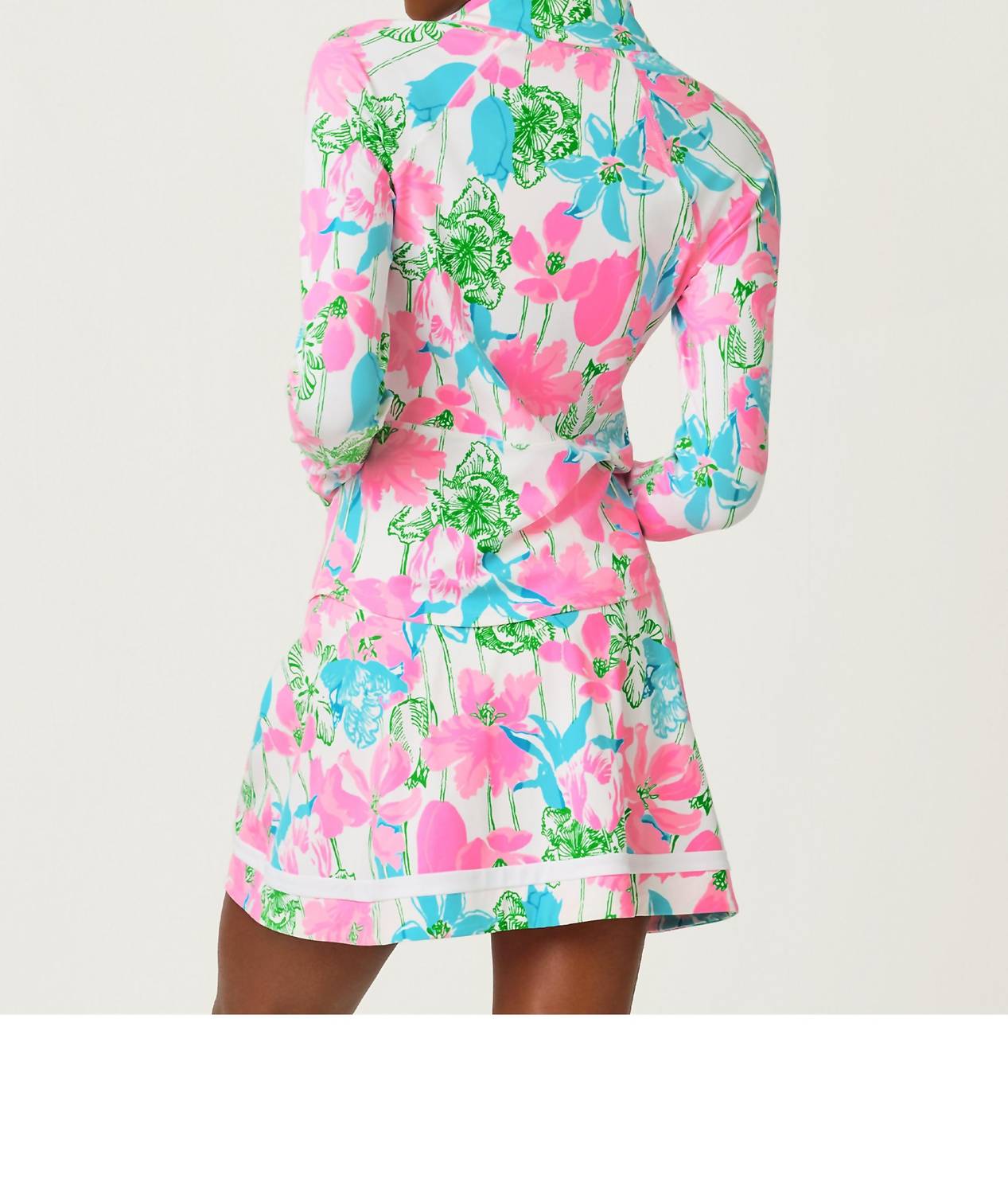 Lilly Pulitzer Luxletic Barbados Zip Up Jacket in resort white viney liney - women's jacket - detail view