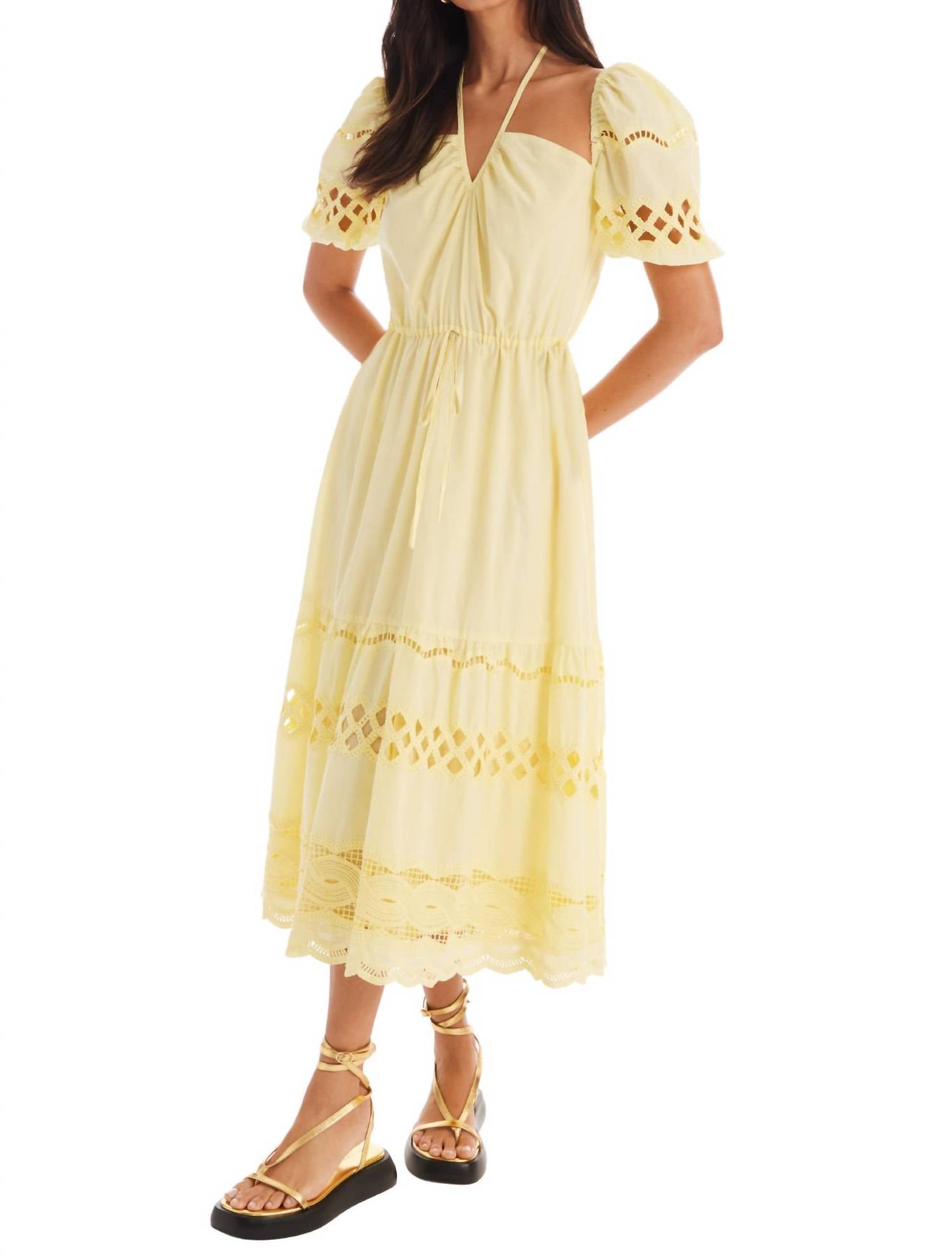 ALLISON NEW YORK EMILIA MIDI DRESS in butter - women's dress - view 4
