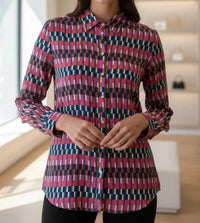 Vilagallo - Mariela Geometric Block Print Shirt
