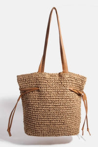 Fame Accessories - Women's Faux Leather Straps Braided Tote Bag