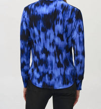 Joseph Ribkoff - Abstract Print Faux Wrap Blouson Top