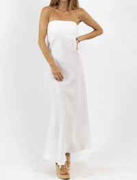 Olivaceous - Jasper Linen Strapless Dress