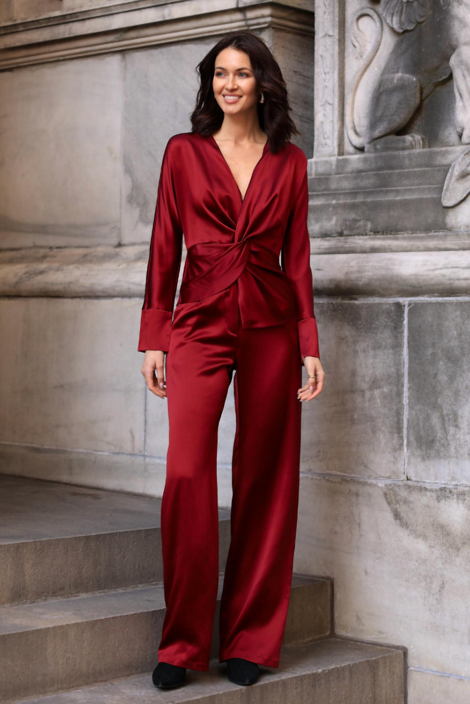 Diomi - Silk Sateen Straight-Leg Pants