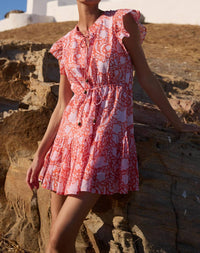 Oliphant Cinched Flirty Dress in ivy orange - women's dress