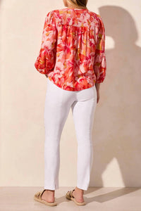 Tribal - 3/4 Sleeve Blouse with Smocked Yoke