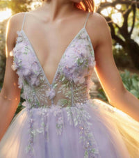 Andrea & Leo Couture Layered Tulle Gown in lavender - women's dress - alternate view