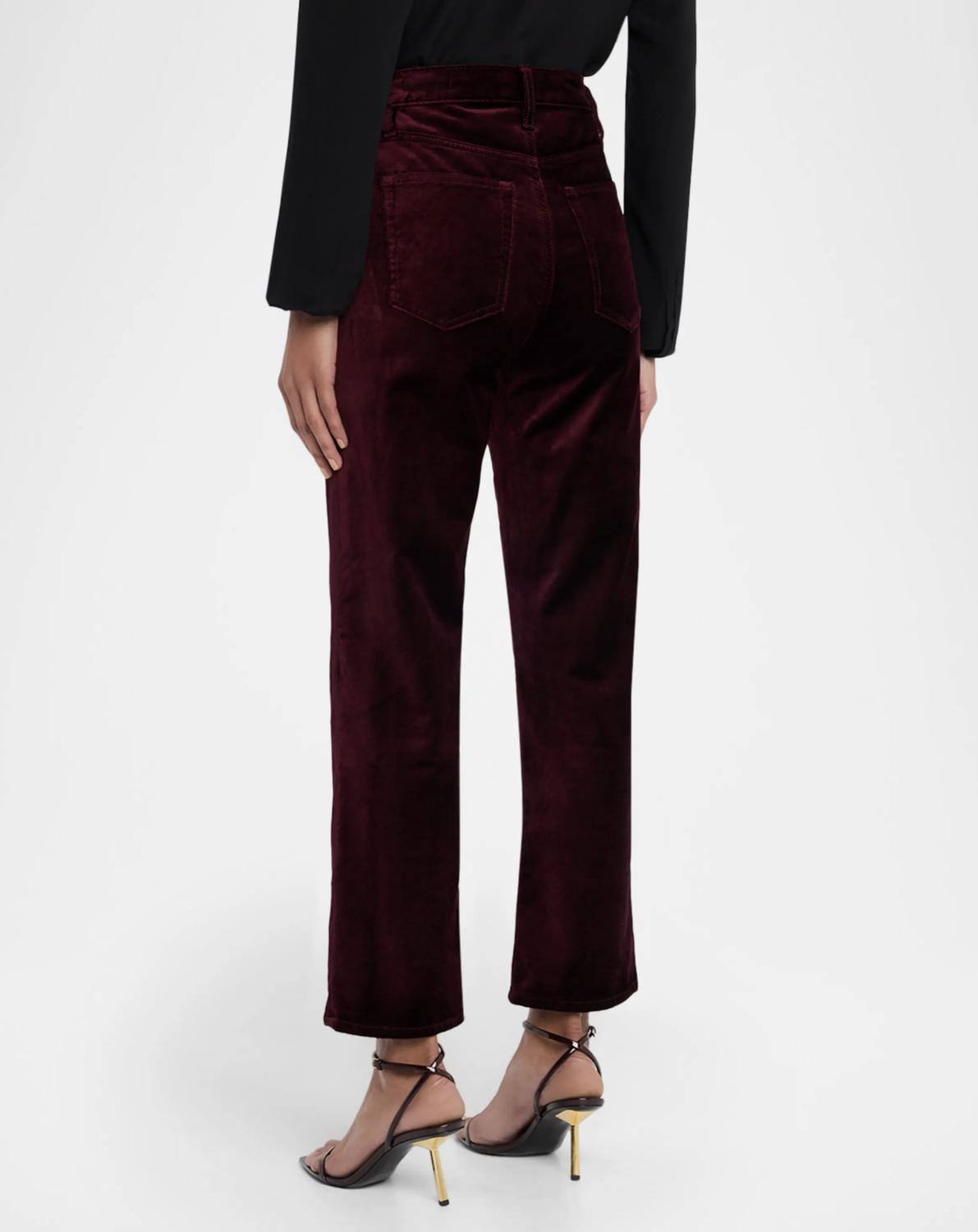 FRAME Le Sleek Straight Jeans in full glass velvet - women's pants - detail view