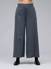 cut loose Mini Check Wide Leg Pant in seal - women's pants