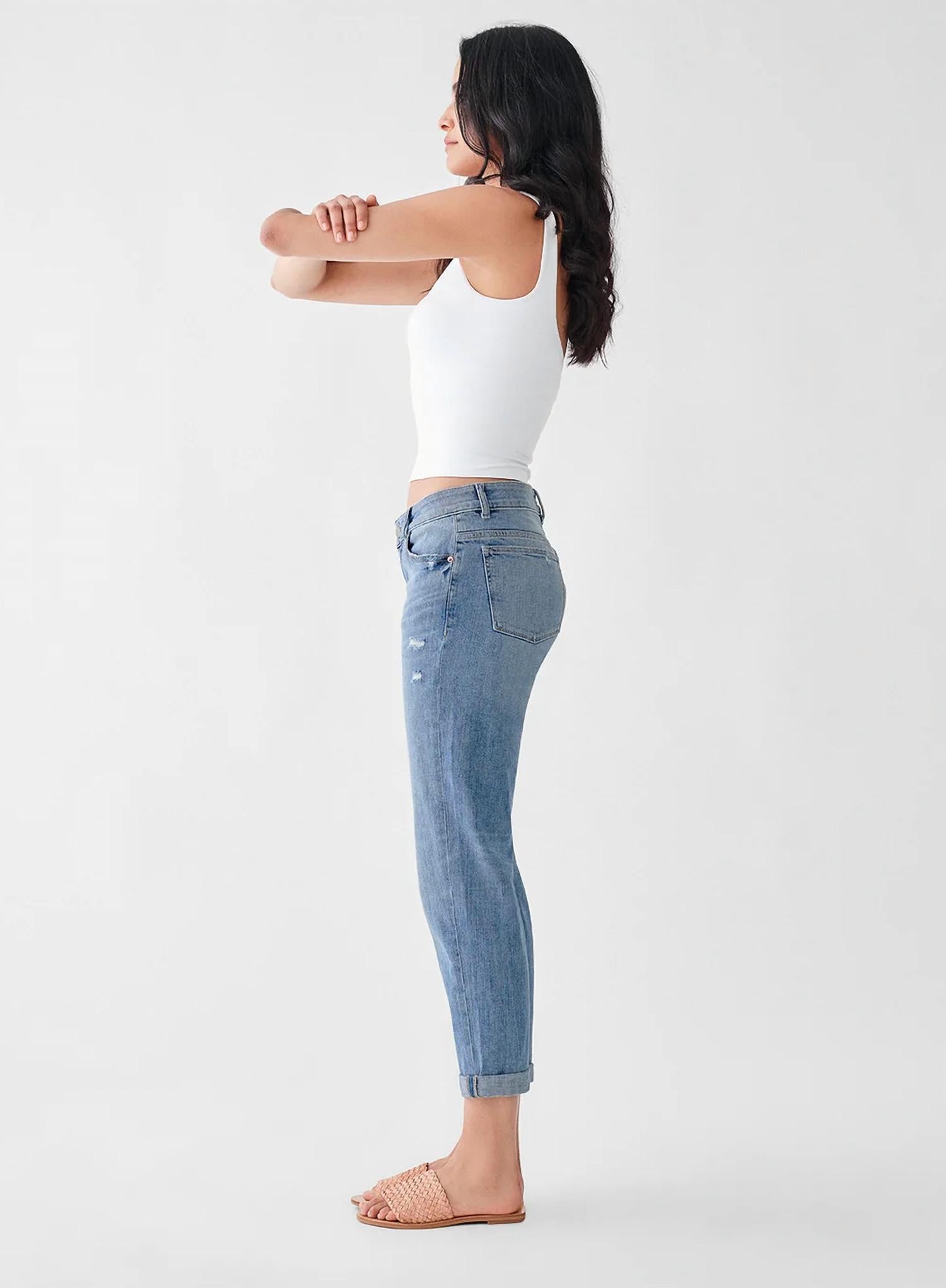 DL1961 - Women's Riley Boyfriend Straight Jeans in washburn - women's jeans - alternate view