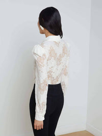 L'Agence Jenica Lace Blouse in ivory 1 - women's blouse - detail view