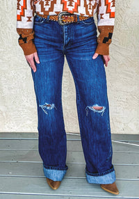 KanCan 90’s Wide Leg Flare Denim Jeans in mid wash - women's jeans - view 5