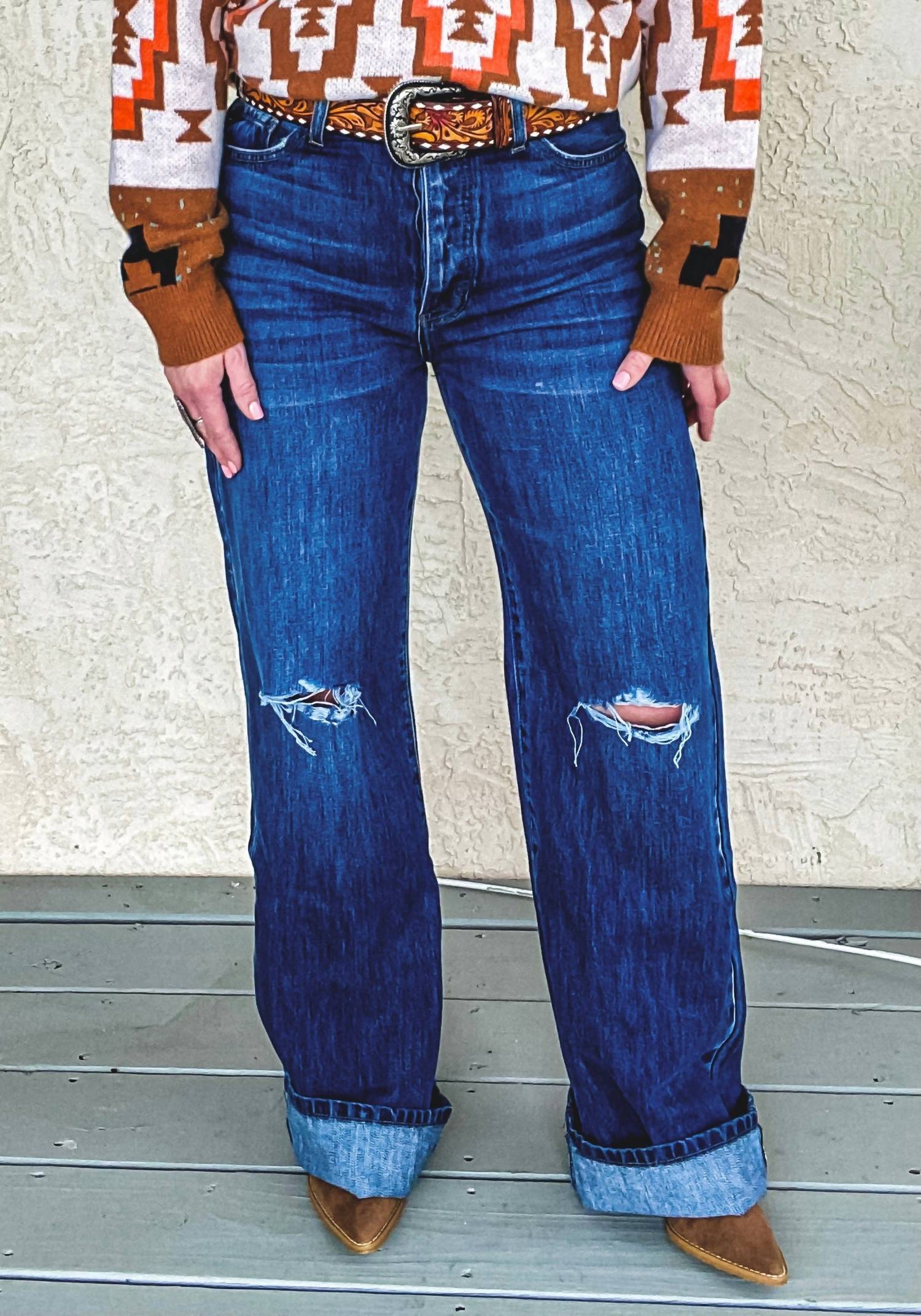 KanCan 90’s Wide Leg Flare Denim Jeans in mid wash - women's jeans - view 5