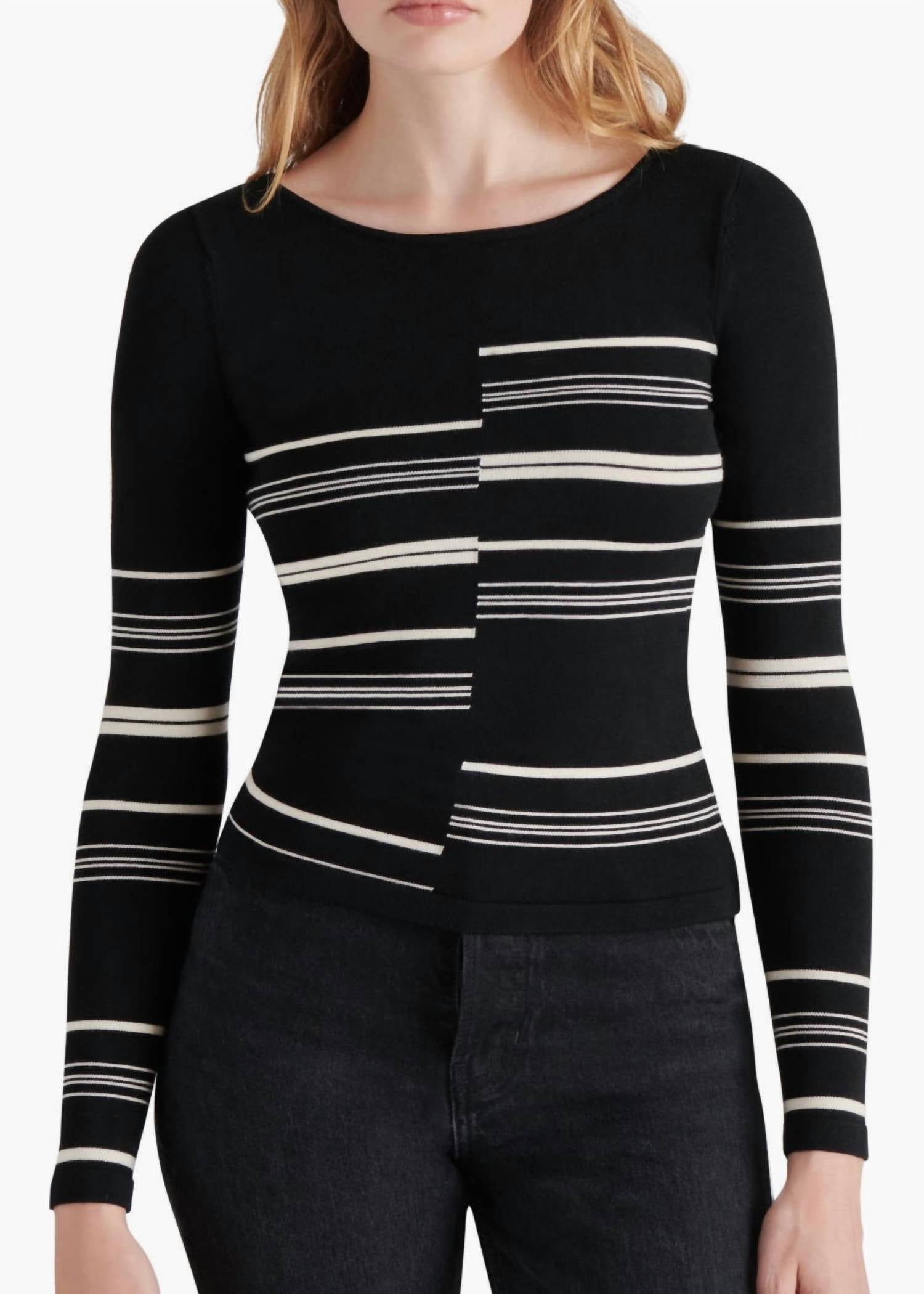STEVE MADDEN Joanne Skimming Knit Sweater in black - women's sweater - detail view