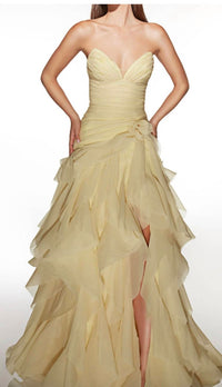 ALYCE PARIS Strapless ruffle gown in yellow - women's dress