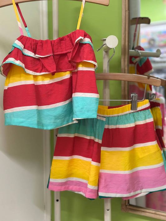 Compania Fantastica - Girl's Stripe Top And Short Set