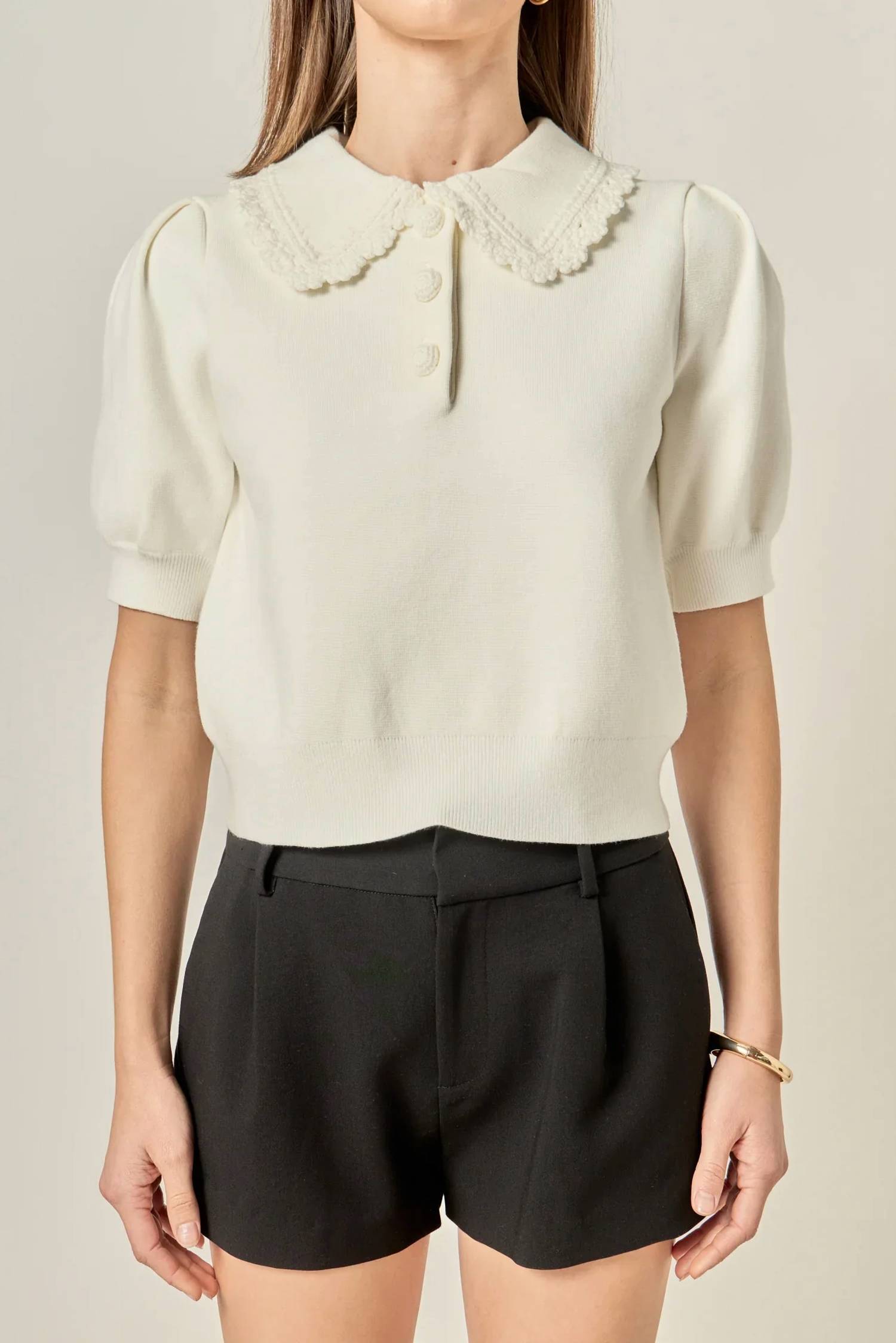 Endless Rose - Scallop Collar Knit Top