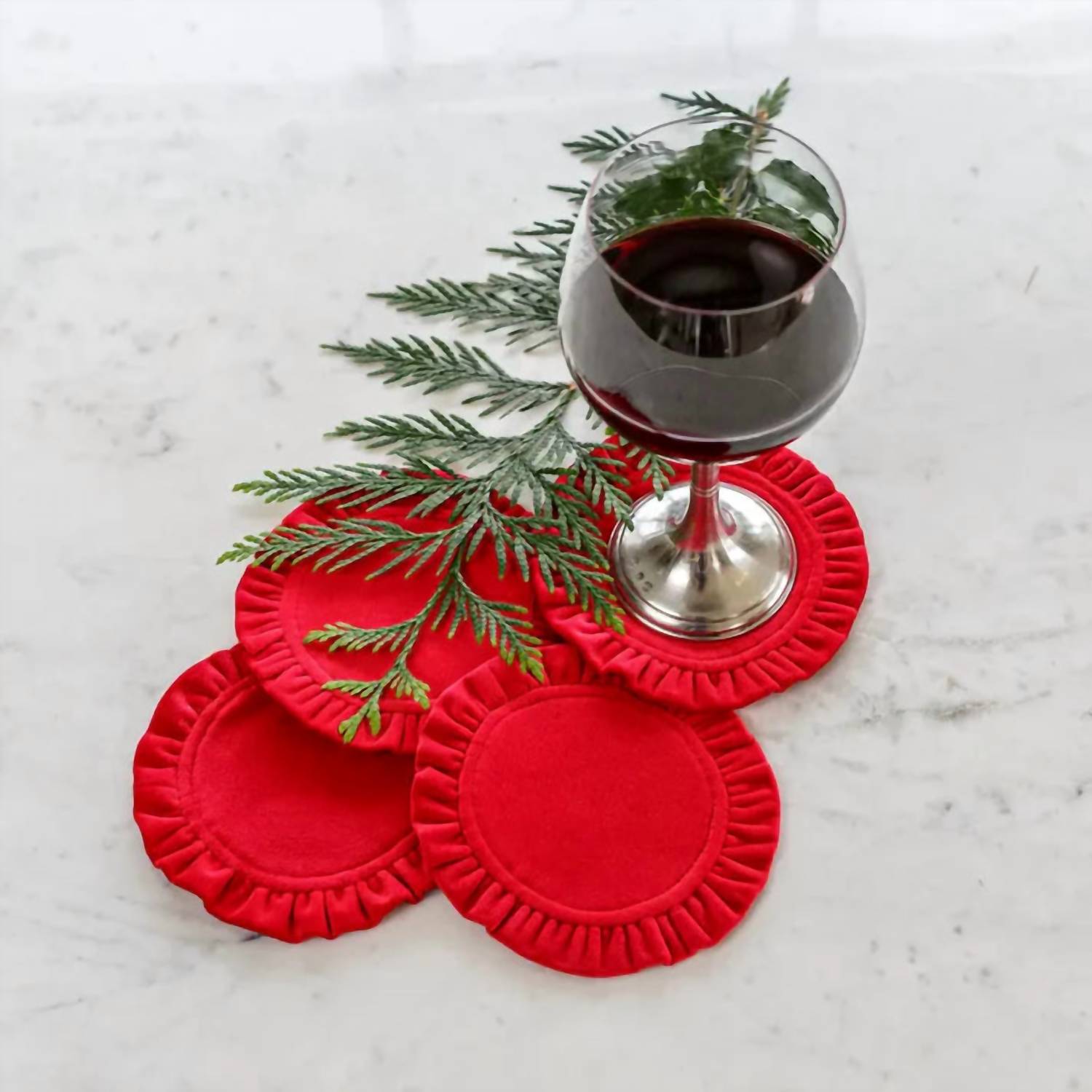 ARTE ITALICA Velvet Coaster Set in red - item