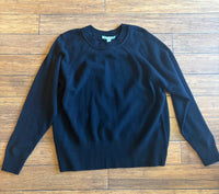 Autumn Cashmere Women's Relaxed Fit Raglan Sweater in black - women's sweater