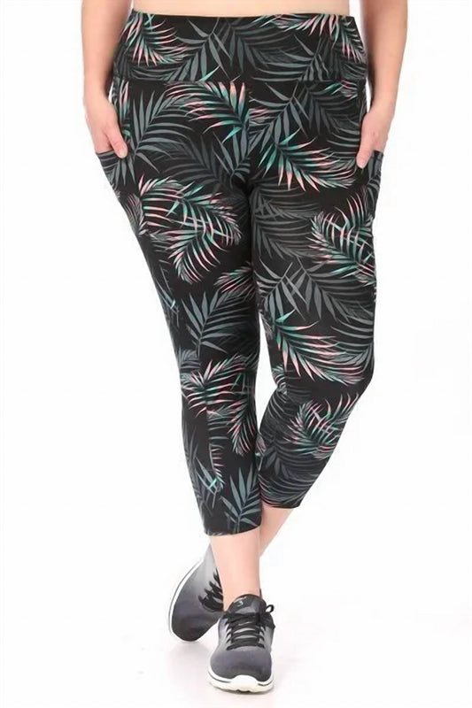 Shosho - Tropical Leaf Workout Capri Pant