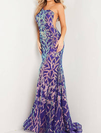 Jovani - Embellished One Shoulder Dress