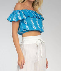 Elan - Embroidered Ruffles Crop Top