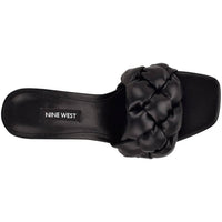 Nine West - Women's Gotti3 Braided Square Toe Block Heel Slide Sandals