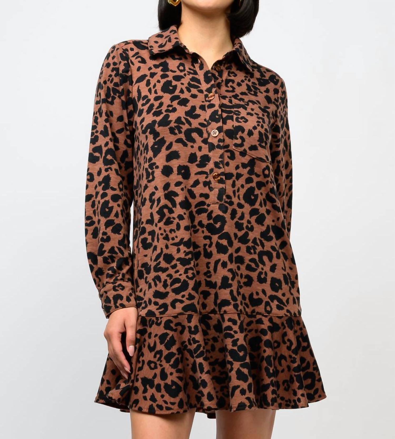 Ivy Jane - Leopard Knit Shirtdress