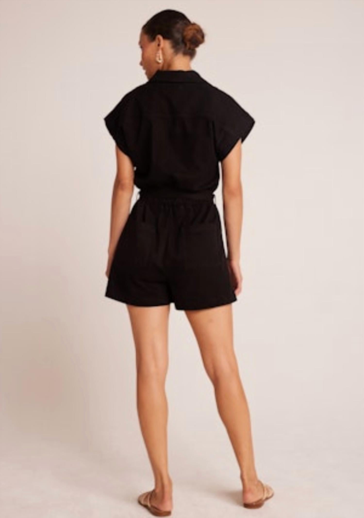 Bella Dahl Brooke Notched Collar Romper in black - women's pants - view 4